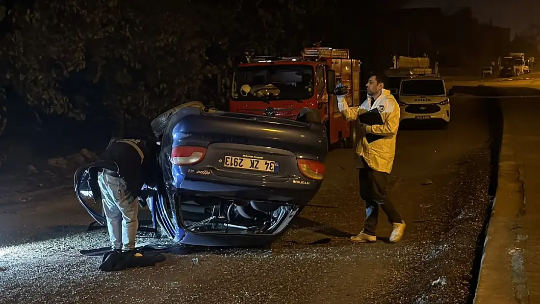 Takla atan otomobilin sürücüsü yaralandı