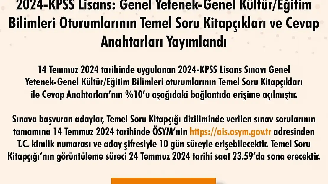 2024 KPSS soru ve cevap anahtarı yayımlandı