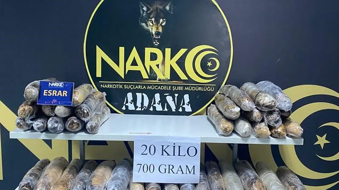 20 kilo 700 gram esrar ele geçirildi