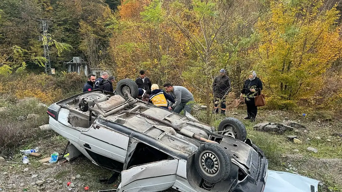 Alışverişten dönen yaşlı çift araçla takla attı