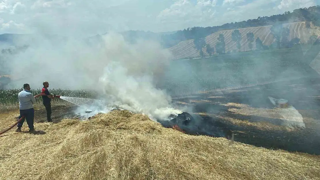 Arpa tarlası alev alev yandı