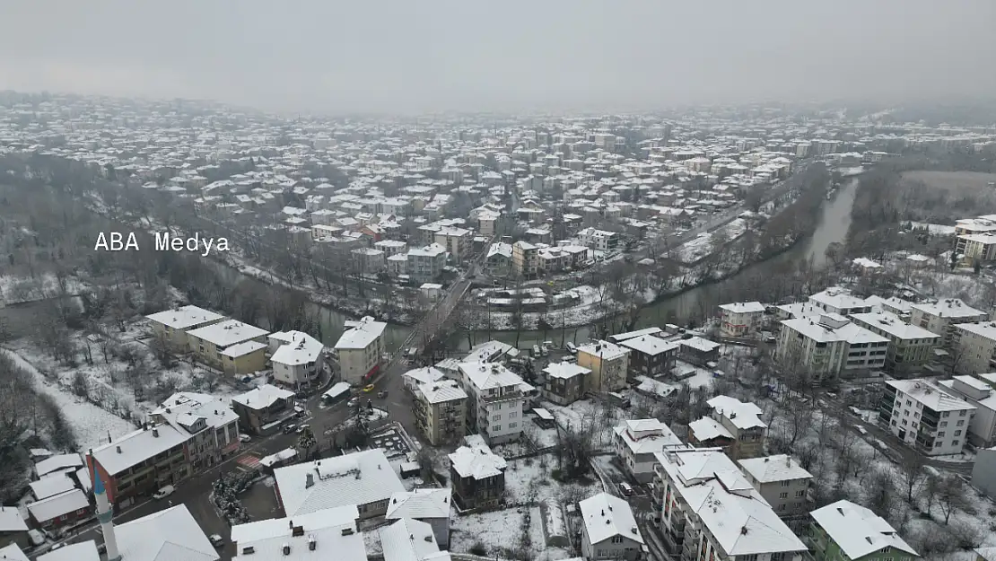 Bartın'da kar manzarası havadan görüntülendi