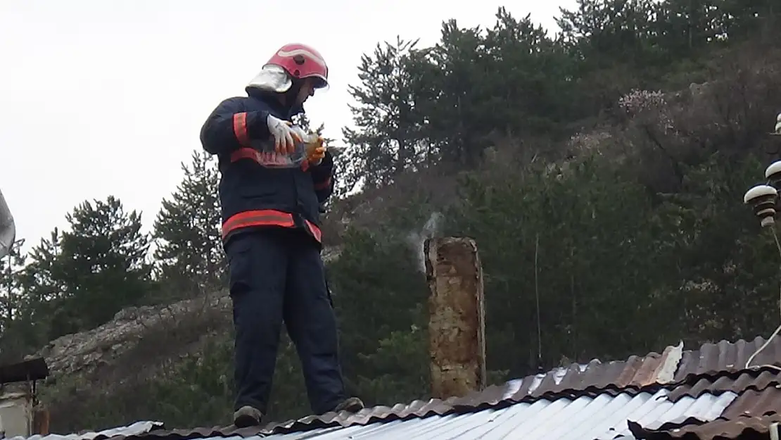 Bolu'da iş yerindeki baca yangını korkuttu