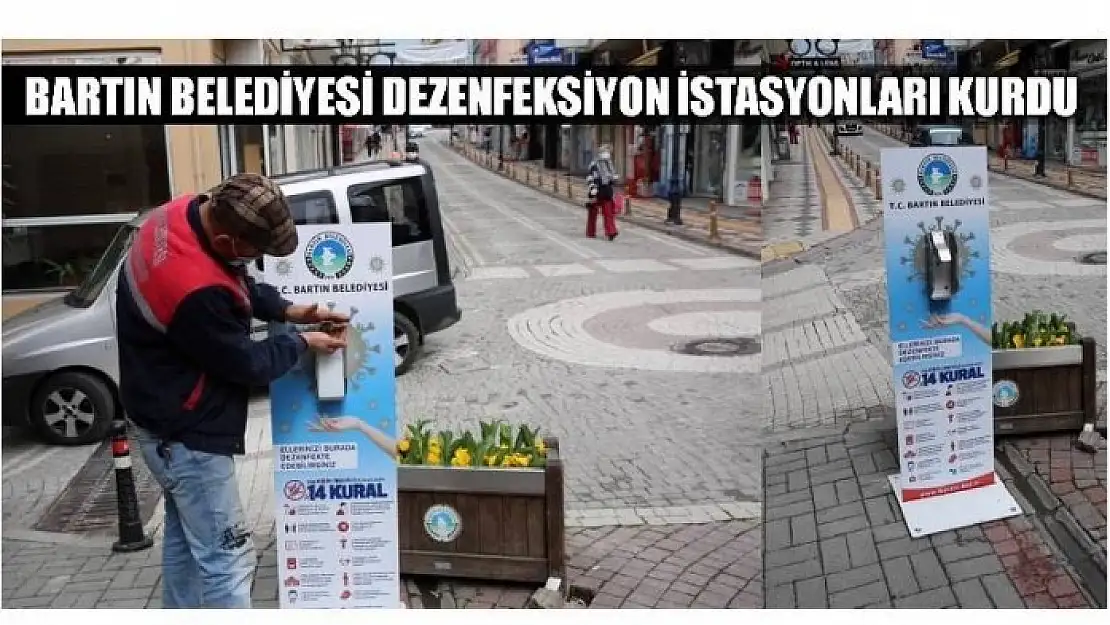 EL DEZENFEKSİYON STANTLARI YERLEŞTİRİLİYOR