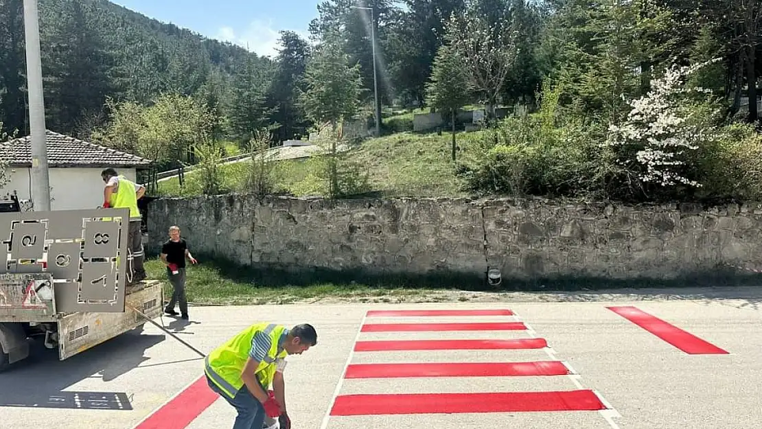 Eskiyen yaya geçitleri boyanarak dikkat çekici hale getirildi