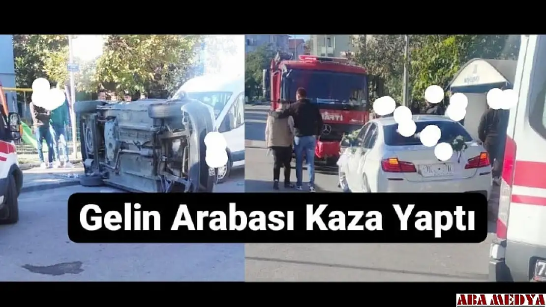 Gelin arabası kaza yaptı