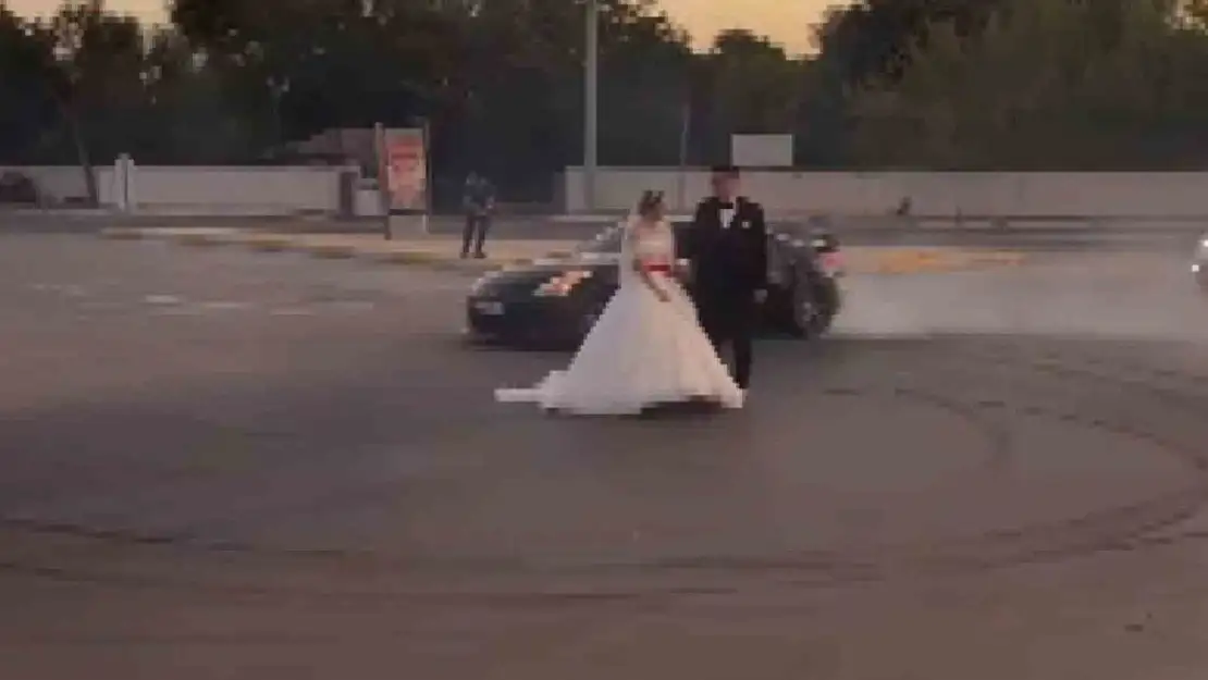 Gelin ve damat etrafında drift atan sürücüye ceza yağdı