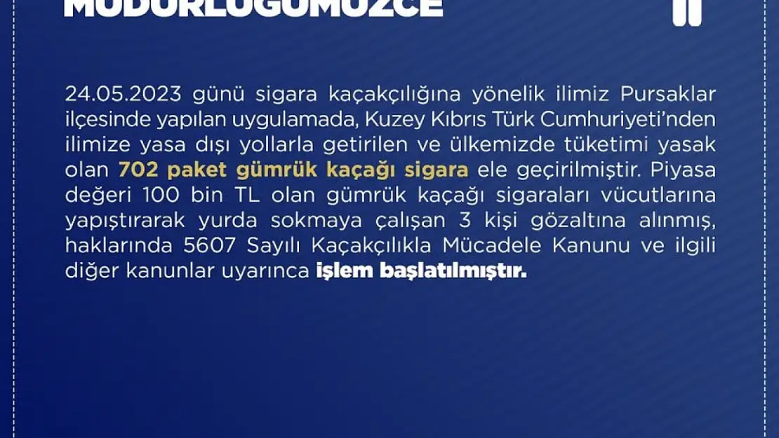 Gümrük kaçağı sigaraları Türkiye'ye sokmaya çalışan 3 kişi gözaltına alındı