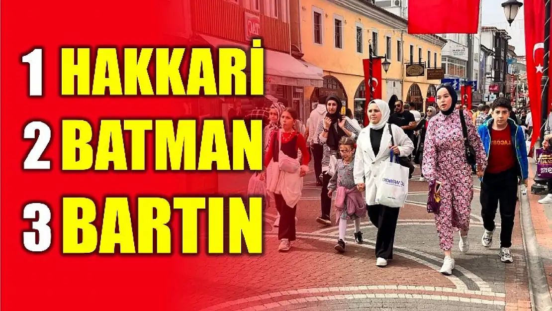 Hakkari, Batman ve Bartın ilk 3'te