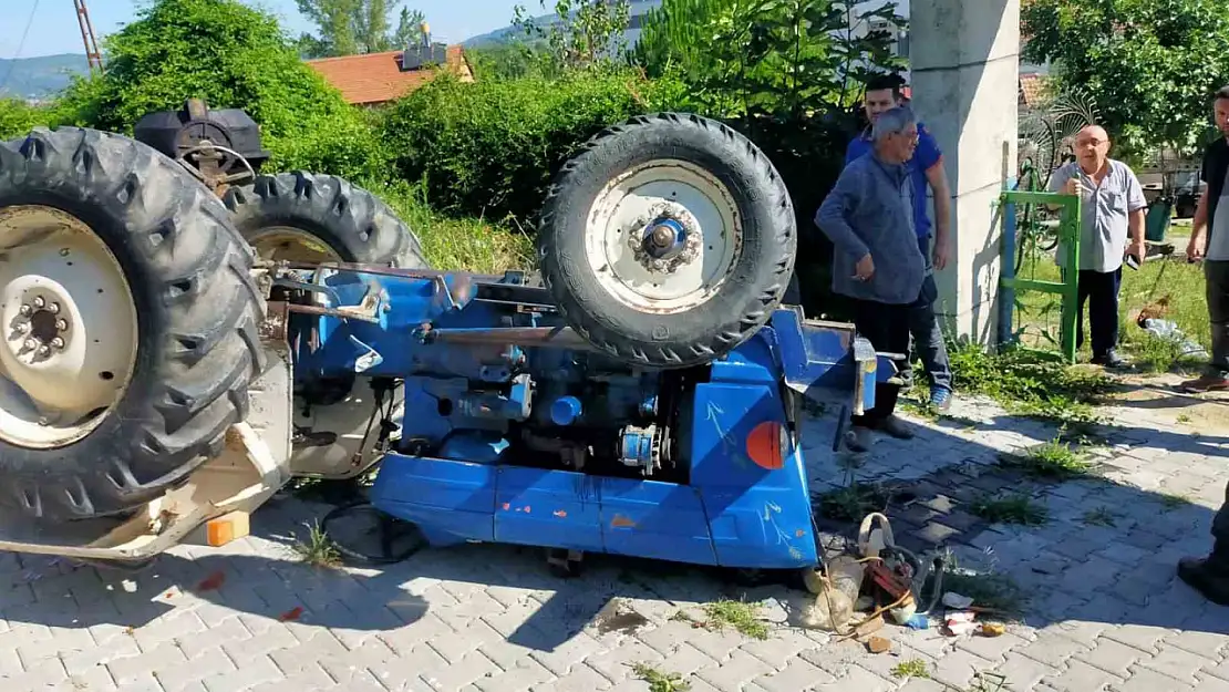 Harç tankerini bağladığı traktörüyle takla attı: 1 yaralı