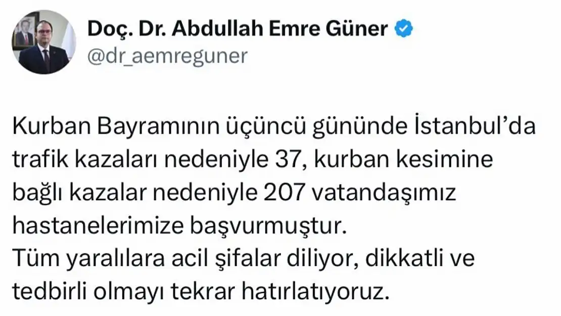 İstanbul'da bayramın 3'üncü gününde 244 kişi hastaneye başvurdu