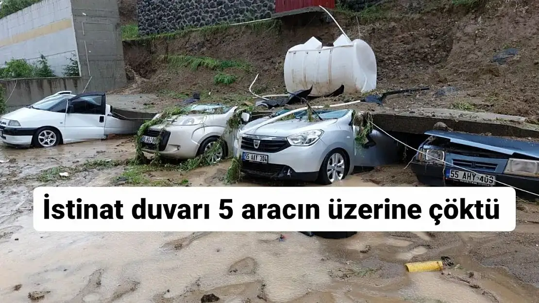 İstinat duvarı çökme anı kameralara yansıdı