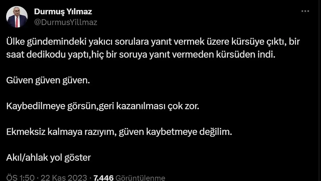 'Bir saat dedikodu yaptı, hiçbir soruya yanıt vermeden kürsüden indi'