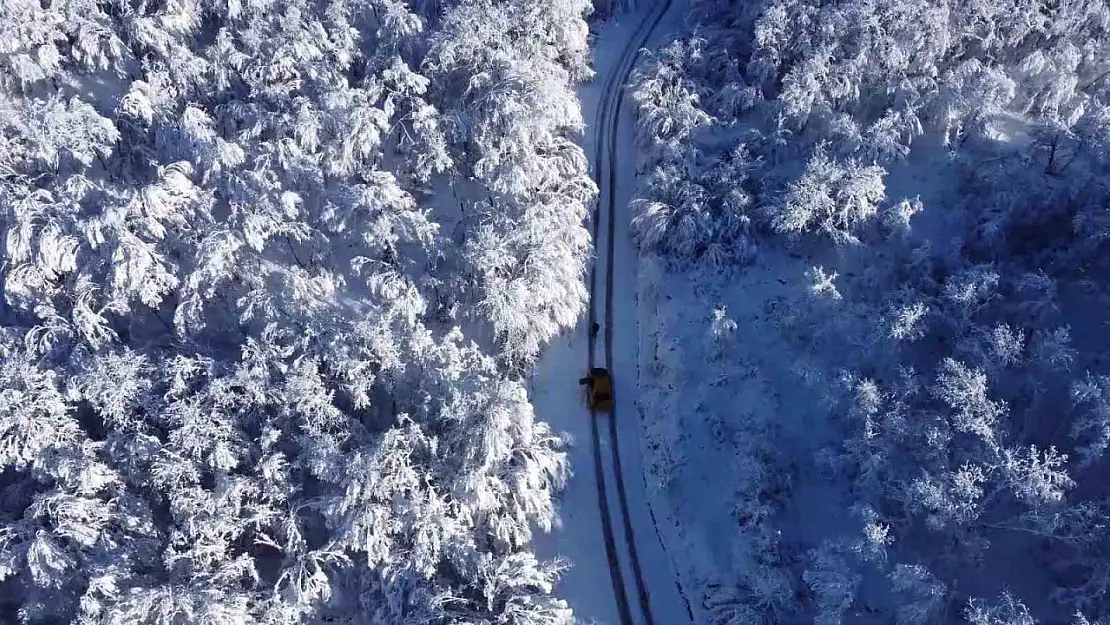 Karabük'te kar manzaraları dronla görüntülendi