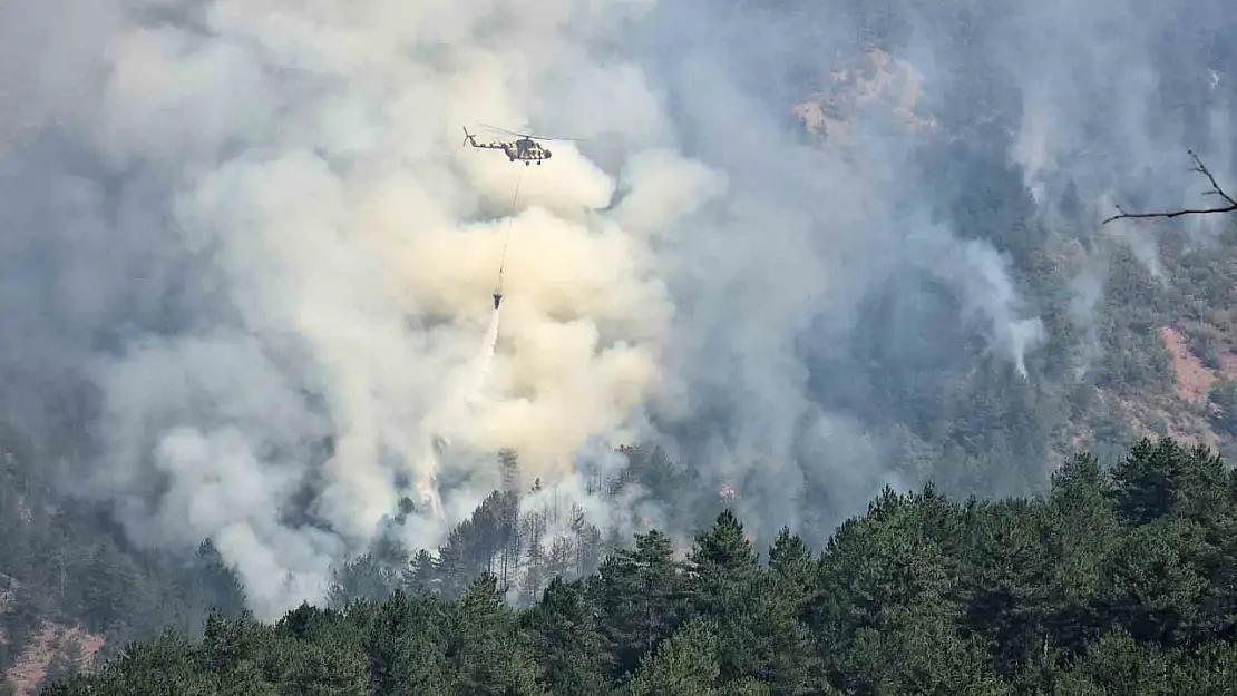 Karabük'teki orman yangınında rüzgar etkisini artırıyor