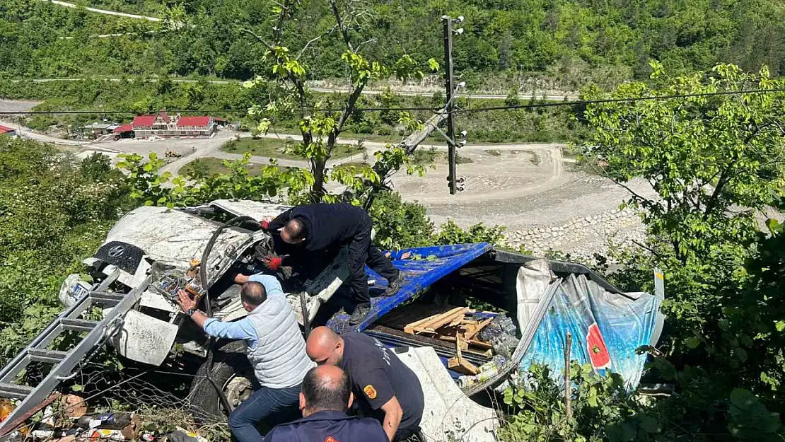 Meşrubat yüklü kamyon tarlaya devrildi