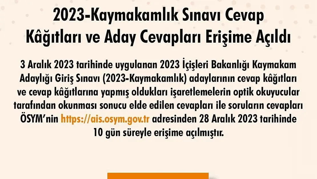 Kaymakamlık sınavı sonuçları açıklandı