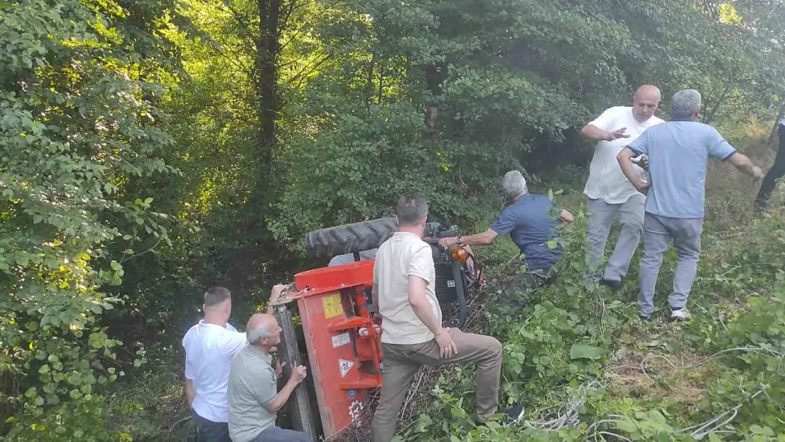 Kontrolden çıkan traktör devrildi: 1 yaralı