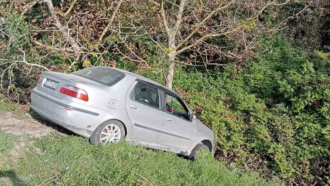 Otomobilini mıcıra kaptırdı, ağaçlık alana savruldu