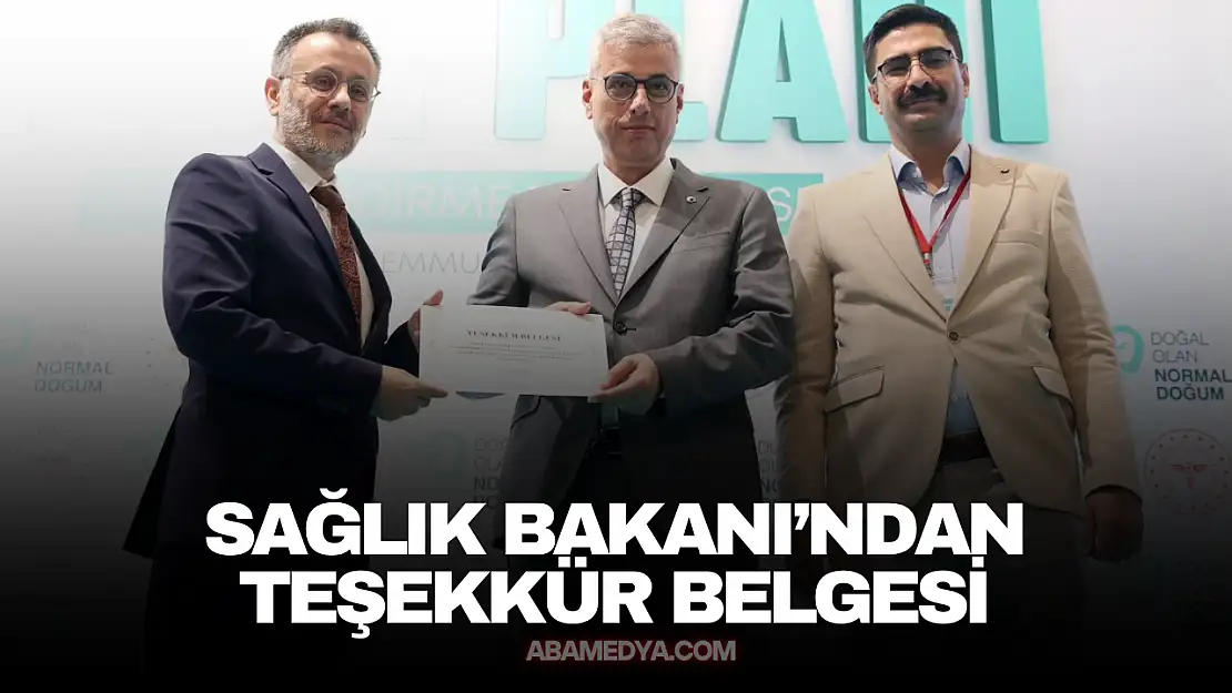 Sağlık Bakanı'ndan Teşekkür Belgesi