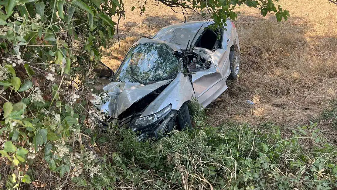 Şarampole yuvarlanan otomobil ağaçlara çarparak durabildi: 1 ağır yaralı