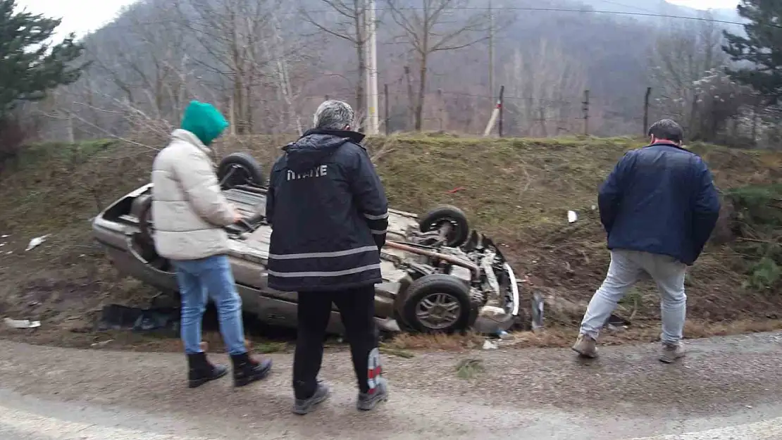 Takla atan araçta burnu bile kanamadı