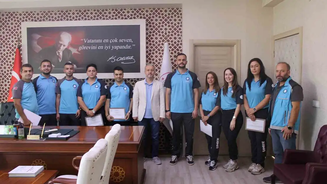 Yangında görev alan UMKE ekibine teşekkür belgesi