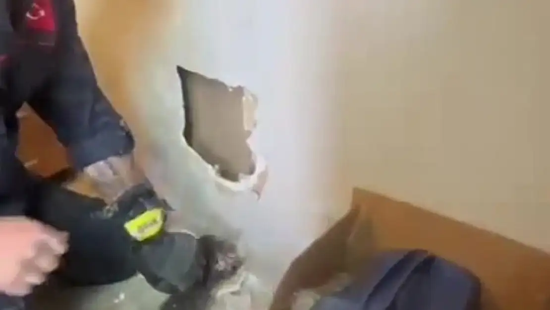 Yavruları duvar arasında mahsur kalan kedinin imdadına itfaiye ekipleri yetişti