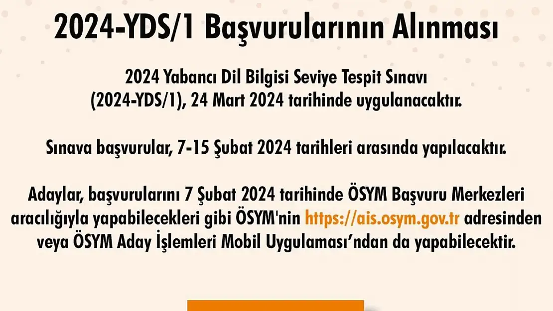 YDS başvuruları başladı