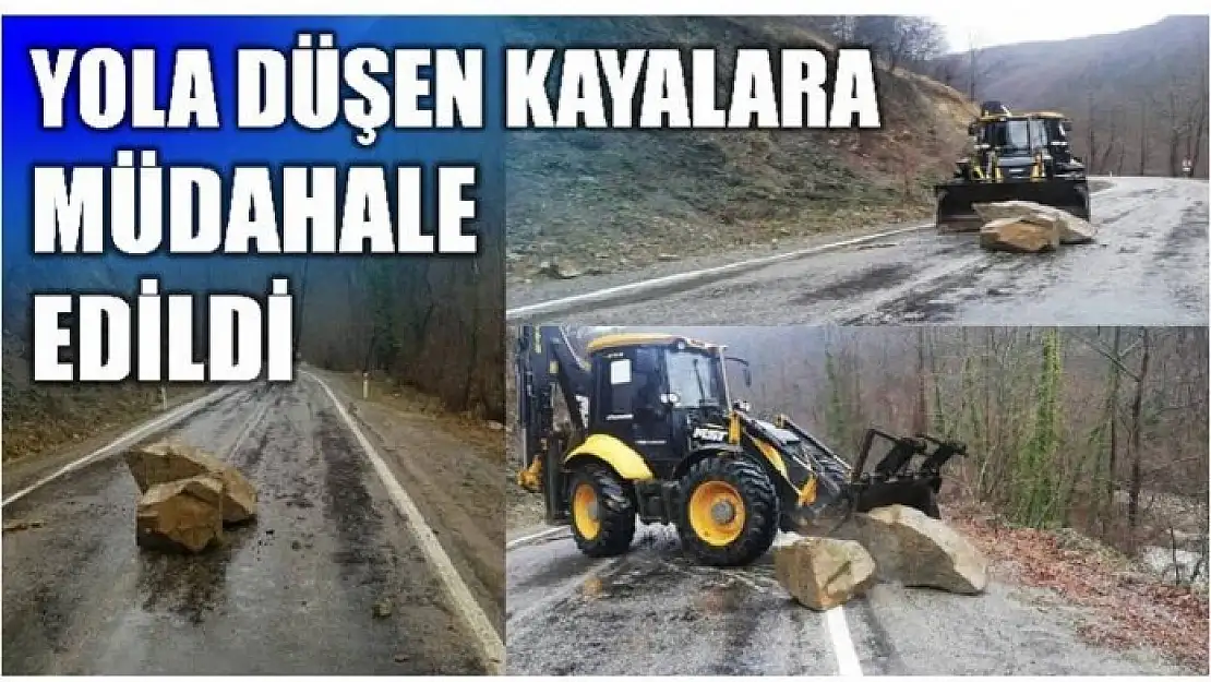 YOLA DÜŞEN KAYALAR TEMİZLENDİ