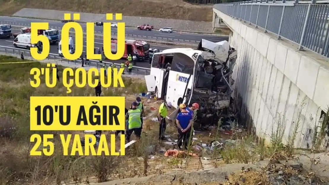 YOLCU OTOBÜSÜ KAZA YAPTI 5 ÖLÜ, 10'U AĞIR 25 YARALI 