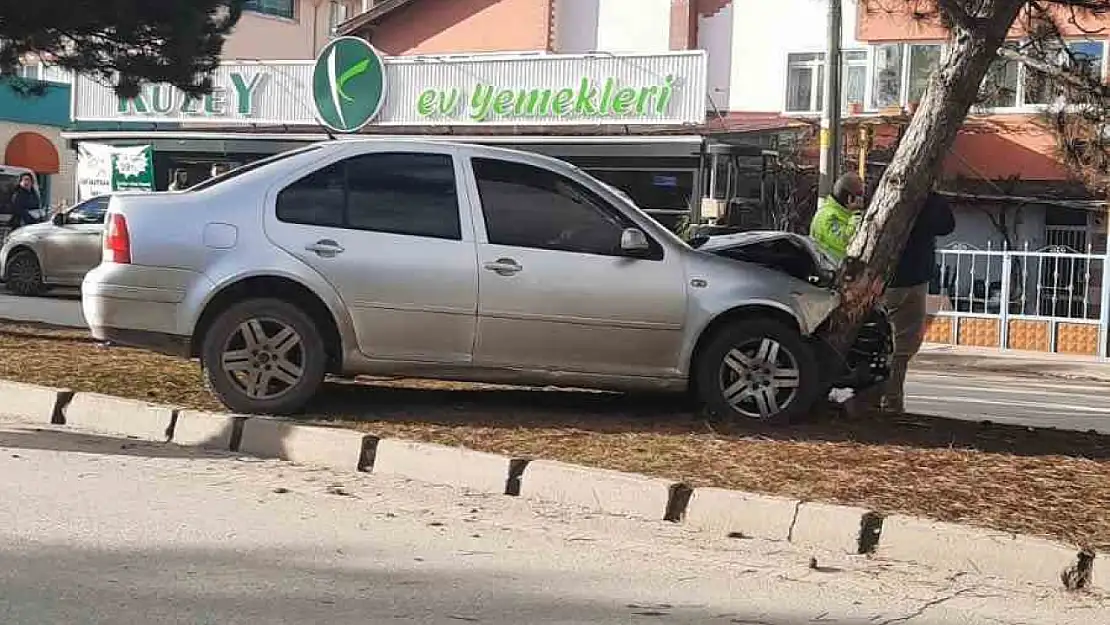 Yoldan çıkan otomobil, ağaca çarptı: 1 yaralı