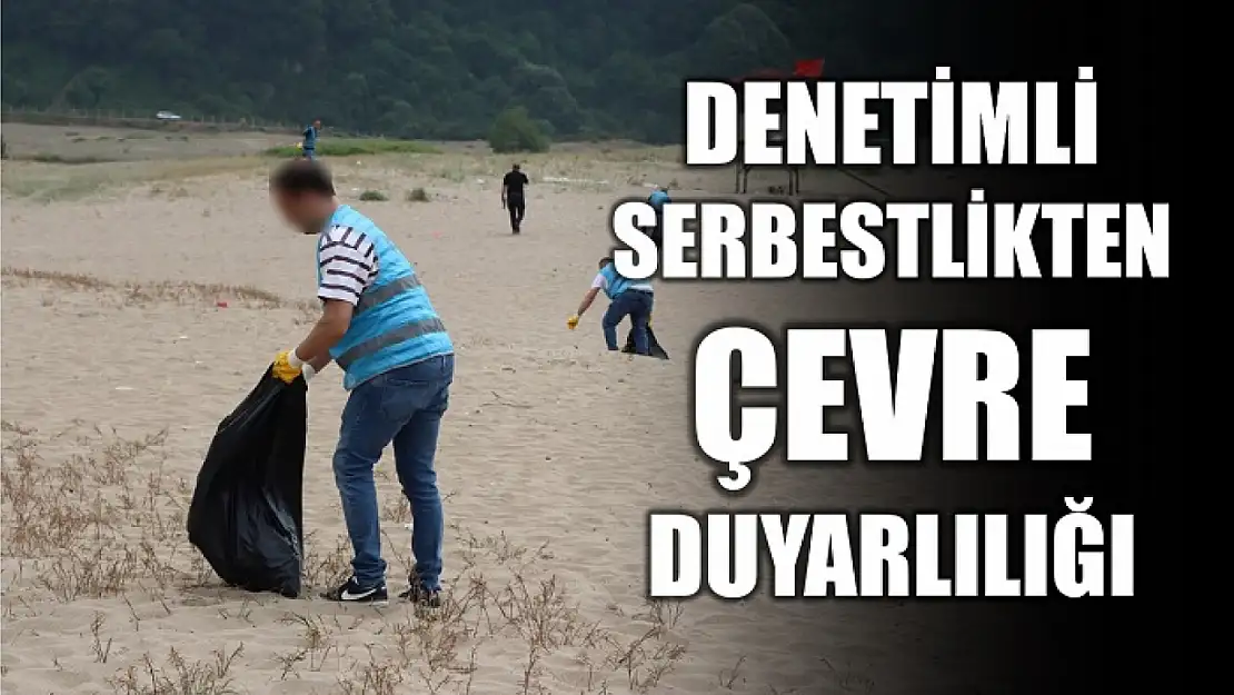 Yükümlüler sahili temizledi
