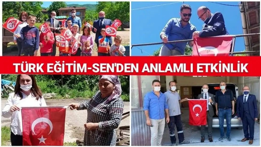 YÜZLERCE TÜRK BAYRAĞI DAĞITTILAR