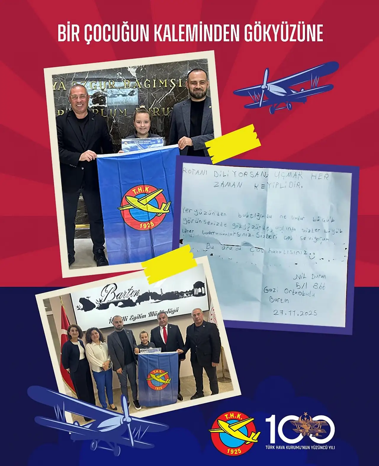 Bartınlı öğrenci Nil Duran'dan duygulandıran mektup