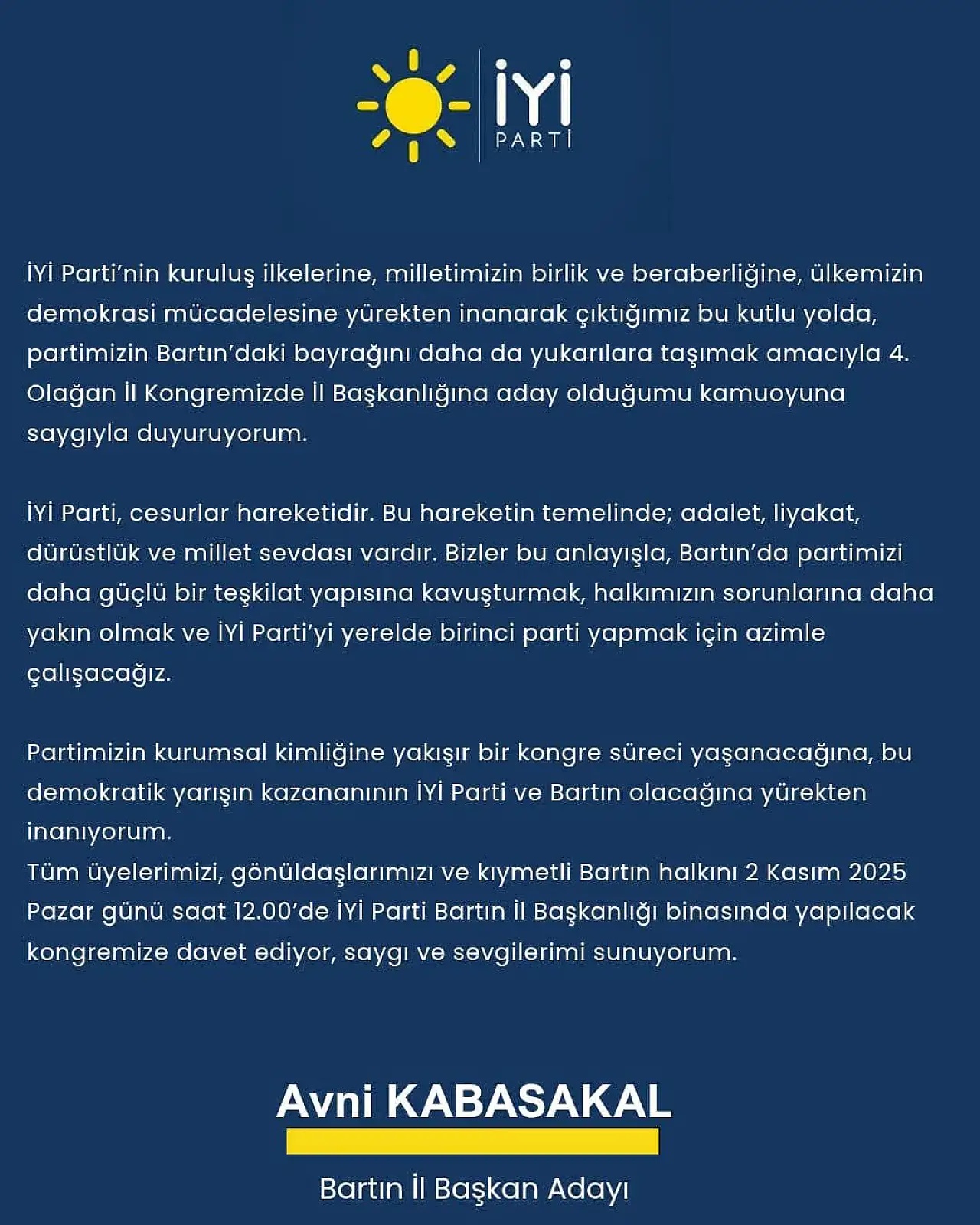 Adaylığını Açıkladı