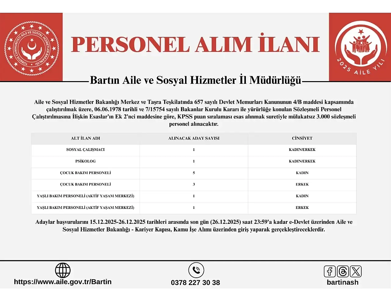3 bin personel alımı yapılacak