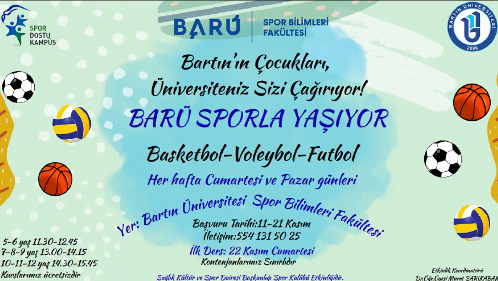 BARÜ'DE ücretsiz spor kursları başladı