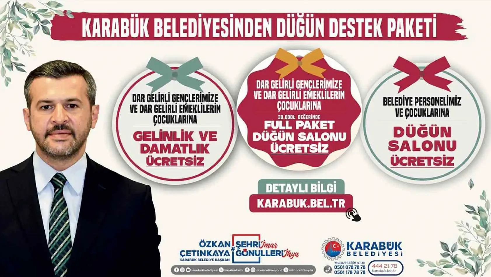 Karabük Belediyesi'nden dar gelirli çiftlere düğün destek paketi