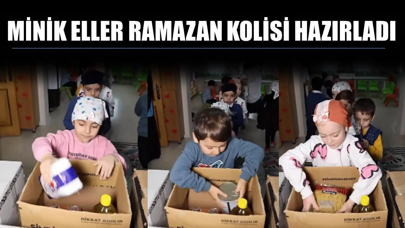 Minik eller Ramazan kolisi hazırladı