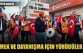 Yüzlerce işçinin katıldığı yürüyüşten renkli görüntüler