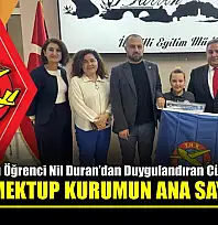 Nil Duran'ın mektubu kurumun ana sayfasında