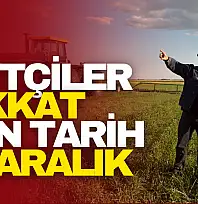 Çiftçiler İçin Sayımda Son Tarih 31 Aralık