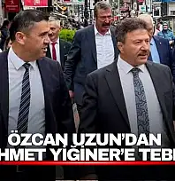 Özcan Uzun'dan Mehmet Yiğiner'e Tebrik