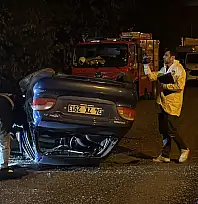 Takla atan otomobilin sürücüsü yaralandı