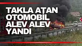 Zonguldak'ta takla atan otomobil alevlere teslim oldu: 1 yaralı