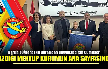 Nil Duran'ın mektubu kurumun ana sayfasında