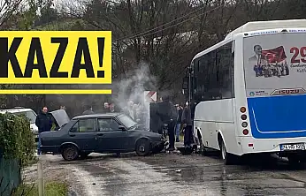 Halk otobüsüyle çarpıştı