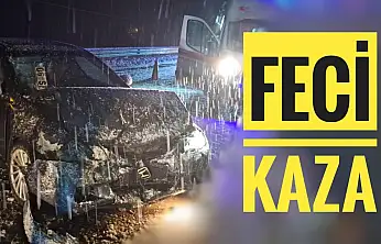 Karlı yolda feci kaza
