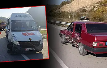 Yolcu minibüsü otomobille çarpıştı